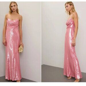 ML Monique Lhuillier Sweetheart Sequin Formal Gown Dress Pink Size 14